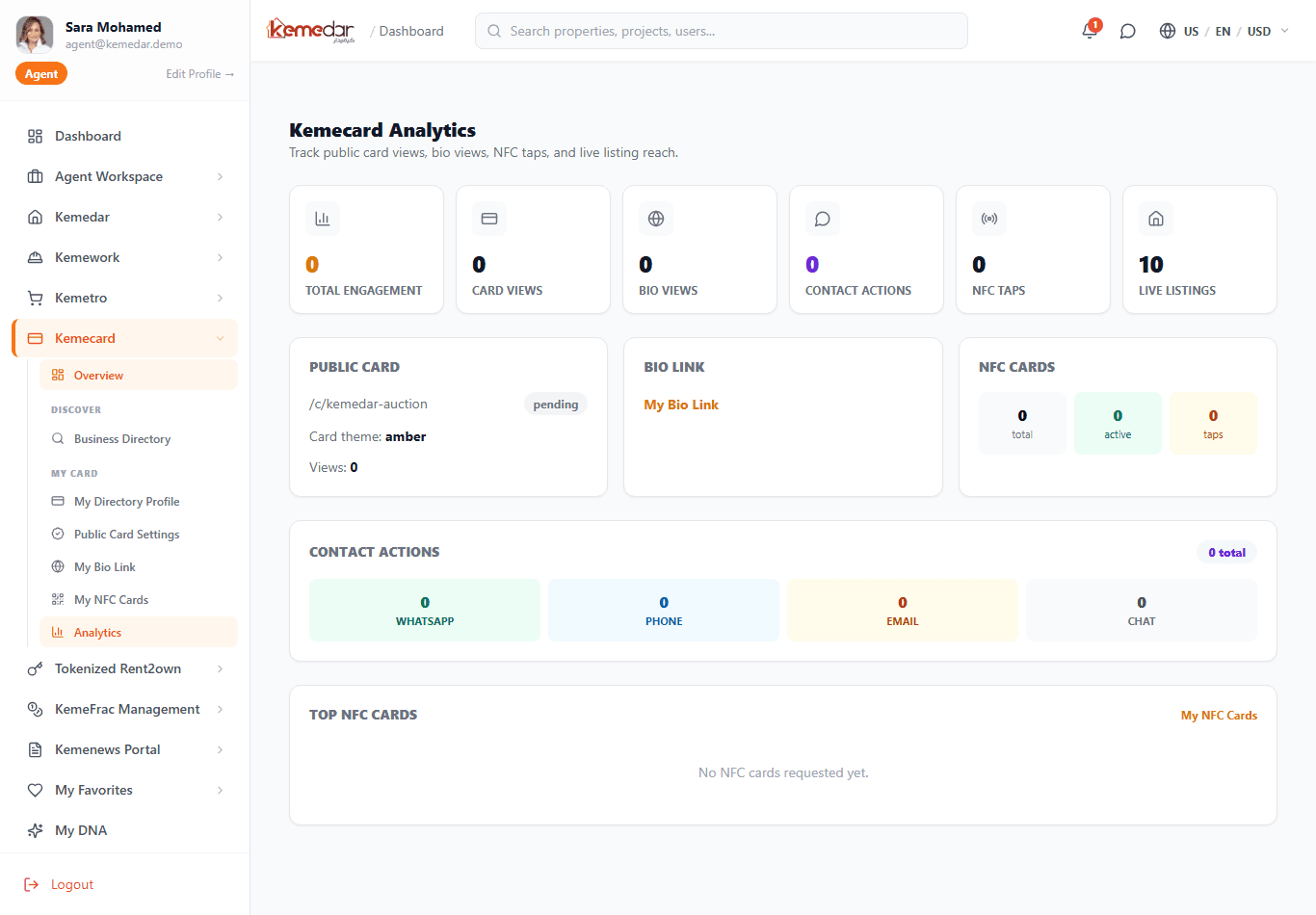 KemeCard bio-link builder and phone preview